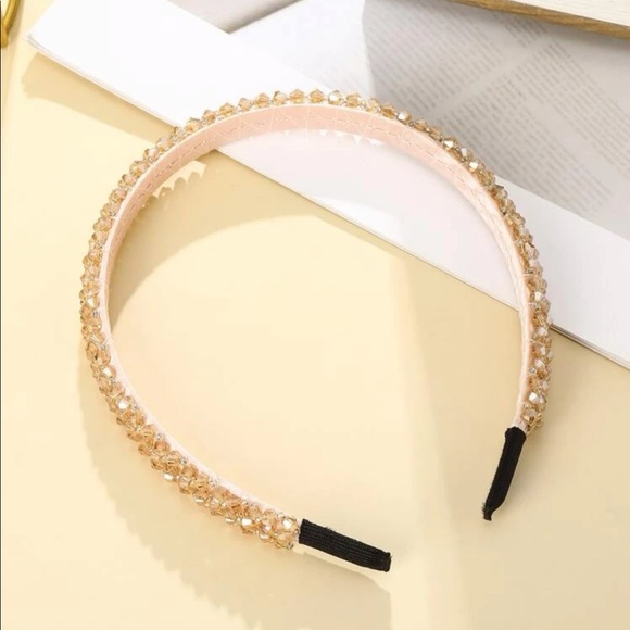 Druzy Champagne Rhinestone Embellished Luxe Boutique Statement Headband